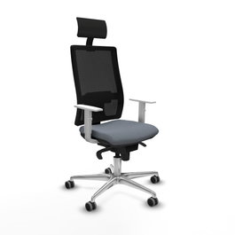 PIQUERAS Y CRESPO Silla de oficina Horna Gris con mecanismo Sincro y reposabrazos blancos