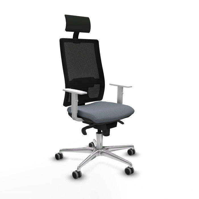 PIQUERAS Y CRESPO Silla de oficina Horna Gris con mecanismo Sincro y reposabrazos blancos PIQUERAS Y CRESPO Silla de oficina Horna Gris con mecanismo Sincro y reposabrazos blancos