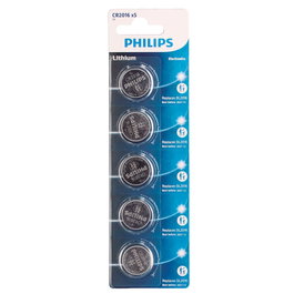 Philips Pack de 5 Pilas de Botón de Litio CR2016 3V
