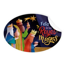Etiquetas Regalo Adh. Rollo 250 Uds. Ovaladas 60X40 Navidad Feliz Dia De Los Reyes Magos