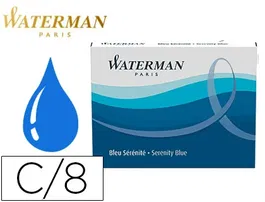 Waterman Cartuchos Tinta Estilografica Standard Largos Serenity Blue Caja de 8 Unidades