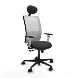 PIQUERAS Y CRESPO Silla de oficina Zulema con mecanismo Sincro, Gris oscuro y Blanco