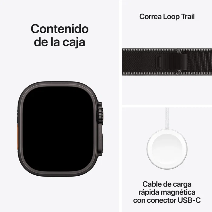 Apple watch ultra 3 gps cellular 49mm caja titanio negro correa trail loop negra m l