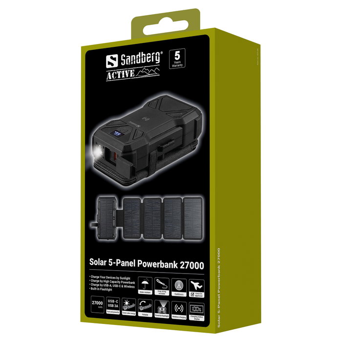 Sandberg Solar 5-Panel Powerbank 27000