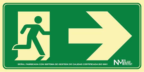 Archivo 2000 Señal Salida de Emergencia Derecha Fotoluminiscente Verde 160x320 mm