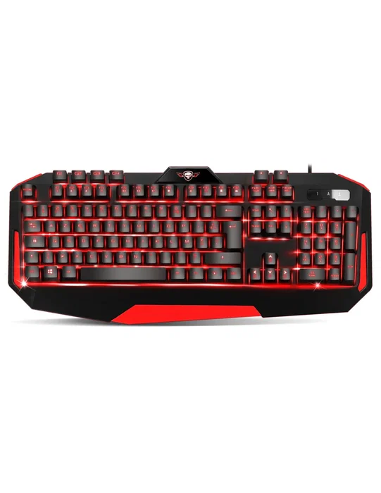 Spirit of Gamer PRO-MK3 Kit Gaming: Teclado Retroiluminado LED Rojo AZERTY 105 Teclas con Anti-Ghosting + Ratón Óptico 3200 DPI 7 Botones + Alfombrilla Skull Spirit