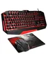 Spirit of Gamer PRO-MK3 Kit Gaming: Teclado Retroiluminado LED Rojo AZERTY 105 Teclas con Anti-Ghosting + Ratón Óptico 3200 DPI 7 Botones + Alfombrilla Skull Spirit