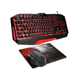 Spirit of Gamer Pack Gaming - Teclado Retroiluminado LED + Ratón 3200 DPI + Alfombrilla Skull, USB