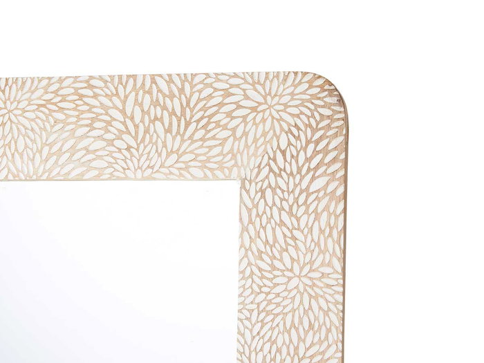 Giftdecor Espejo 90x60 cm Hojas Natural Blanco Madera Mango