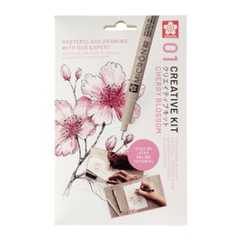 SAKURA Set Creativo Art Kit Flor de Cerezo (Pigma Micron 05, Gelly Roll, Koi coloring y 3 postales A6)