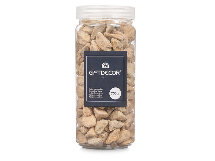Giftdecor Bote de Piedras Decorativas Naturales, 700g, Piedras de 10-20 mm en Tonos Blancos, Dimensiones del Bote: 6.5 x 6.5 x 15.8 cm, Ideal para Jardinería y Decoración del Hogar (Set de 12)