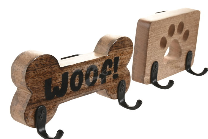 DKD Home Decor Perchero de Pared para Mascota de Mango y Hierro, Pack de 2