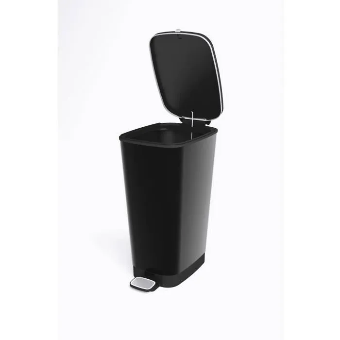 Kis Papelera con pedal Chic Bin Style L 50 L Negro Polipropileno Anillo retención bolsa Sellado antiolor Pedal retráctil Varillas metal