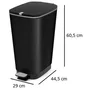 Kis Papelera con pedal Chic Bin Style L 50 L Negro Polipropileno Anillo retención bolsa Sellado antiolor Pedal retráctil Varillas metal
