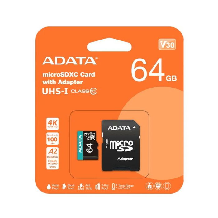 Adata microSDXC de 64GB con adaptador Adata microSDXC de 64GB con adaptador