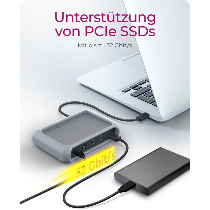 ICY BOX IB-HUB801-TB4 Hub Thunderbolt 4 con 3 Puertos TB4 y 1 USB 3.2 Gen 2 para 8K y Carga hasta 85W