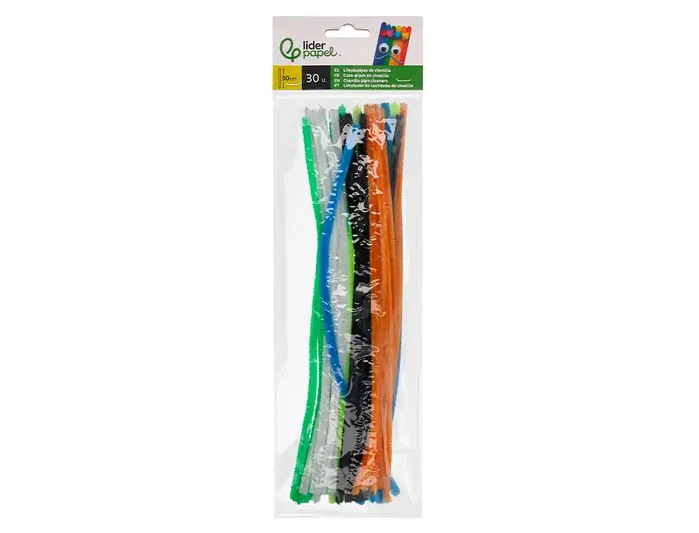 Liderpapel Limpiapipas de chenilla 30 cm colores mate surtidos, bolsa de 30 unidades Liderpapel Limpiapipas de chenilla 30 cm colores mate surtidos, bolsa de 30 unidades