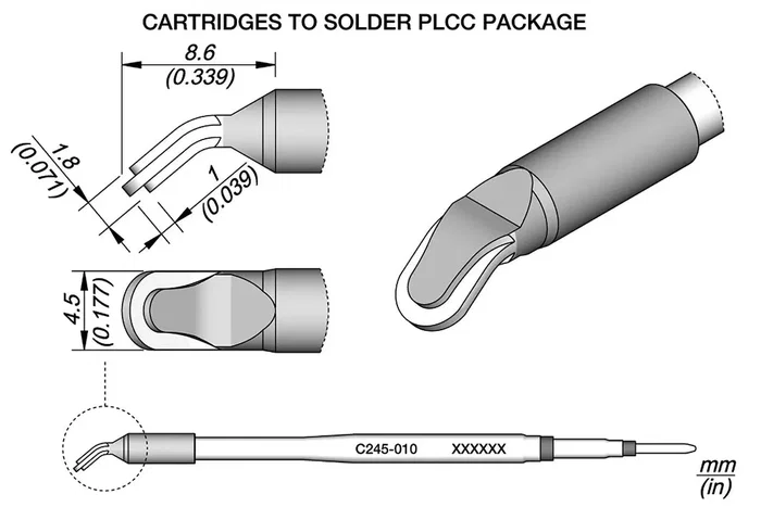 JBC TOOLS Punta de soldadura minionda 4,5x1,8mm