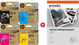 HP Prindo Universal Papier 500 Blatt Value Pack 924e MCVP - Negro, Cian, Magenta, Amarillo y Blanco