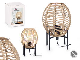 Giftdecor Lampara Sobremesa Ovalada Cuerda 17x28x17cm Marron y Negra (Set de 6)