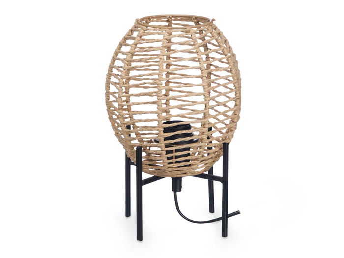 Giftdecor Lampara Sobremesa Ovalada Cuerda 17x28x17cm Marron y Negra (Set de 6)