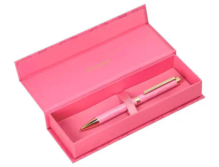 Belius Wild West Bolígrafo de Aluminio Rosa Dorado con Tinta Azul, Punta 1mm, Diseño Inspirado en el Lejano Oeste, Caja de Diseño