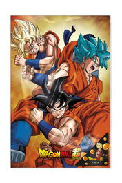 Dragon Ball Super Poster 3D Champa & Goku States - Póster Oficial 58x38 cm - Efecto 3D con Licencia - PVC - Vertical - Decoración Anime