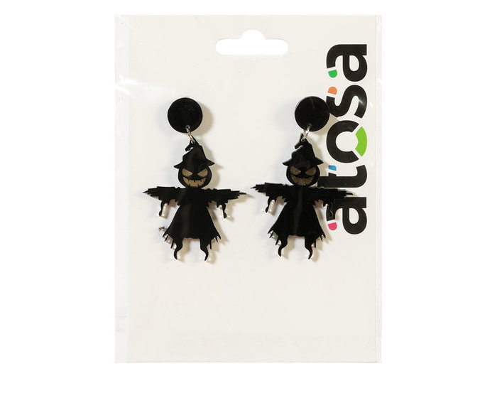 Accesorio Halloween 2025 Pendientes De Espantapájaros Negro Diseño Terrorífico Para Disfraz Bruja O Cosechador Maldito
