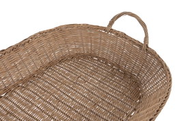 DKD Home Decor Bandeja de Ratán y Metal Natural 77x43x10 cm
