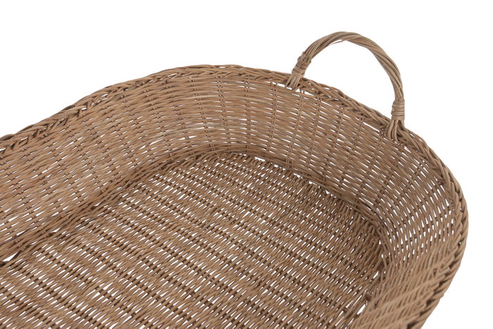 DKD Home Decor Bandeja de Ratán y Metal Natural 77x43x10 cm DKD Home Decor Bandeja de Ratán y Metal Natural 77x43x10 cm