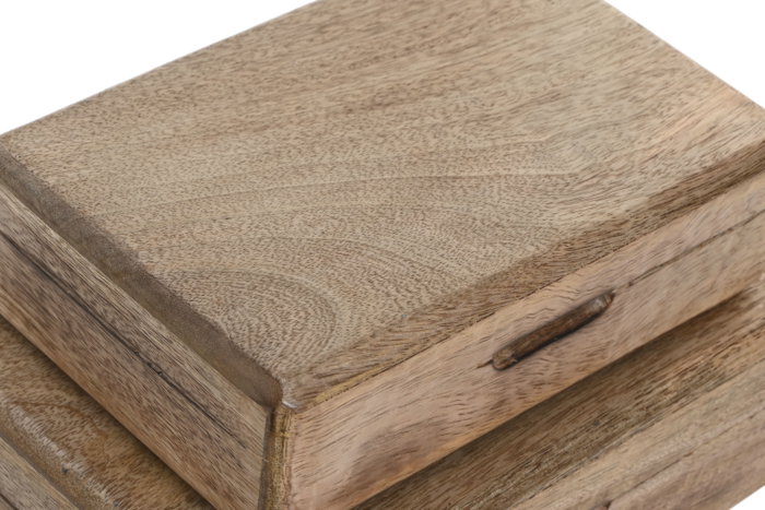 DKD Home Decor Set de 2 Cajas de Mango 25x17,5x8,5 Redondeado Natural