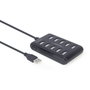 GEMBIRD Hub USB 2.0 con 10 puertos USB A, negro