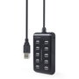 GEMBIRD Hub USB 2.0 con 10 puertos USB A, negro