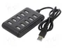 GEMBIRD Hub USB 2.0 con 10 puertos USB A, negro