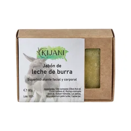KIJANI Jabón en Pastilla de Leche de Burra 80Gr, Hidratante y Reparador, Cosmética Ecológica Certificada BIOINSPECTA