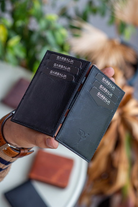 Zoozie Bags Tarjetero de Piel Auténtica Negro con Bloqueo RFID Elegante y Seguro para Hombre y Mujer