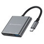 Conceptronic DONN18G Hub USB-C 3 en 1 con HDMI 4K, USB 3.0 y 100W PD Gris