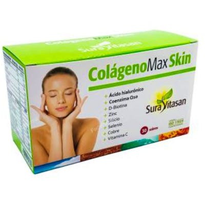 SURA VITASAN Colagenomax Skin 30 Sobres Colágeno Hidrolizado Ácido Hialurónico Vitamina C Zinc Cobre Biotina Piel Cabello Uñas SURA VITASAN Colagenomax Skin 30 Sobres Colágeno Hidrolizado Ácido Hialurónico Vitamina C Zinc Cobre Biotina Piel Cabello Uñas