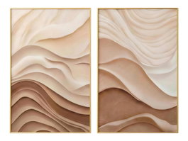 DKD Home Decor Set de 2 Cuadros Abstractos de Aluminio y MDF, 80x120 cm, Beige y Marrón