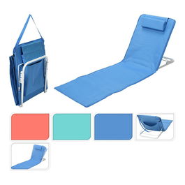 Probeach Esterilla Playa Plegable Reclinable con Cojín y Bolsillo, Incluye Bolsa de Transporte, Acero y Poliéster, 145 x 47 x 52 cm, Colores Surtidos