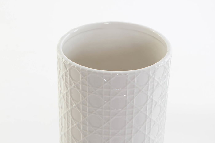 DKD Home Decor Jarrón de Cerámica Blanco OUTING 10x10x22 cm DKD Home Decor Jarrón de Cerámica Blanco OUTING 10x10x22 cm