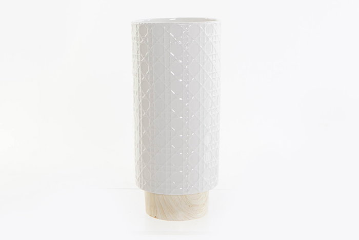 DKD Home Decor Jarrón de Cerámica Blanco OUTING 10x10x22 cm DKD Home Decor Jarrón de Cerámica Blanco OUTING 10x10x22 cm