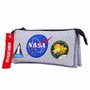 NASA HS Houston Estuche Portatodo Triple con Cremallera, Gris