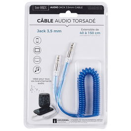 Be Mix Cable Audio Jack 3.5 Doble Clavija Colores Surtidos 40-150 cm