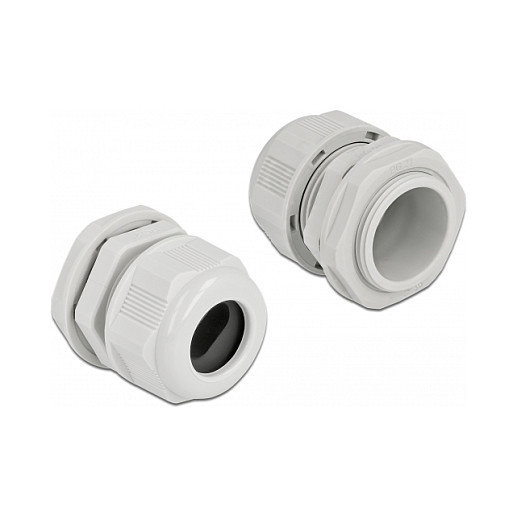 DeLOCK Prensaestopas PG21 para cable plano, Gris, 2 piezas