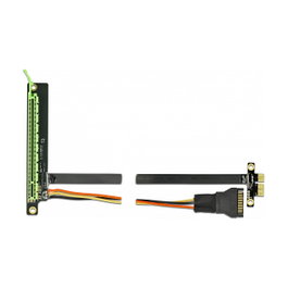 DeLOCK Tarjeta Riser PCI Express x4 a x4 con cable flexible de 30 cm, PCIe 4x, Negro-Verde, Plug and Play, 1 unidad