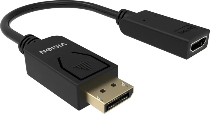 Vision Adaptador de Cable de Vídeo TC-DPHDMI/BL, DisplayPort Hembra a HDMI Tipo A (Estándar) Macho, Negro
