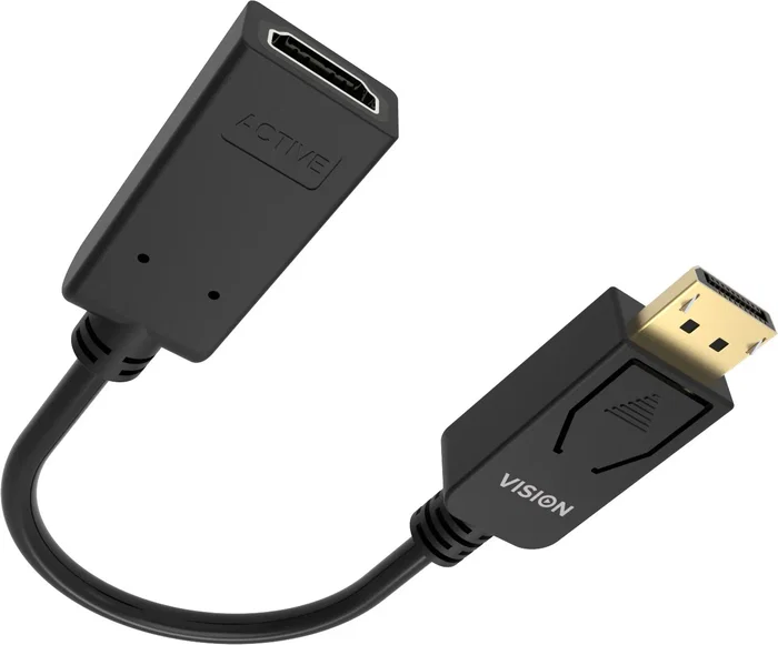Vision Adaptador de Cable de Vídeo TC-DPHDMI/BL, DisplayPort Hembra a HDMI Tipo A (Estándar) Macho, Negro