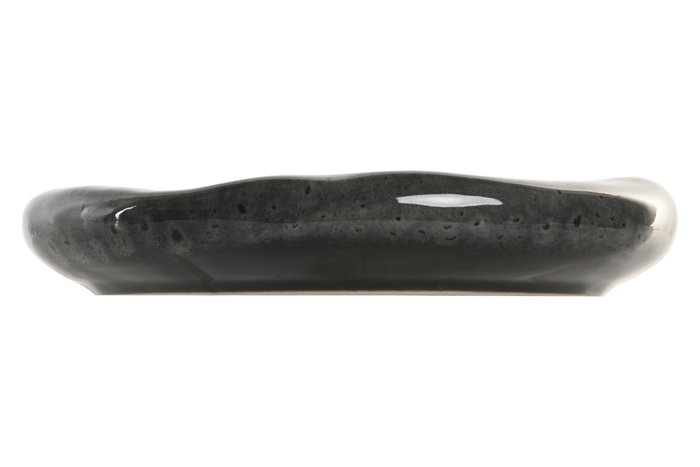 DKD Home Decor Plato de Gres Esmaltado Negro Símil Piedra 22x20,5x4 cm