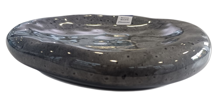 DKD Home Decor Plato de Gres Esmaltado Negro Símil Piedra 22x20,5x4 cm